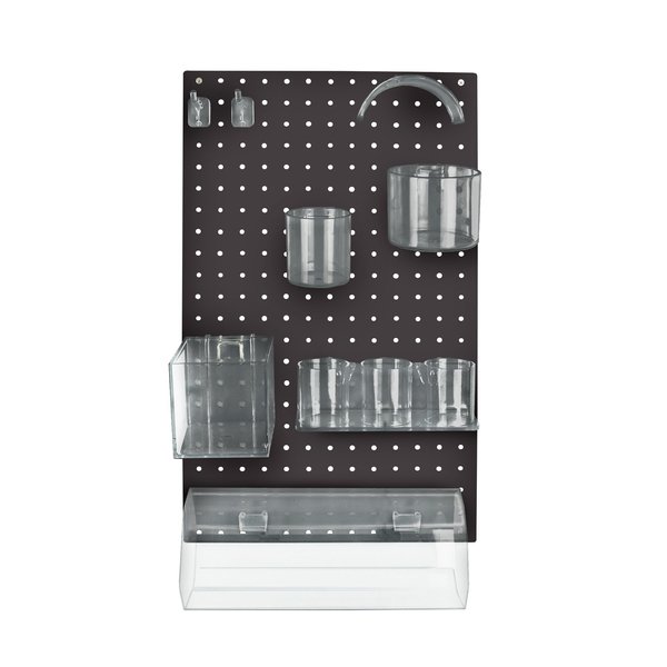 Azar Displays 10-Piece Black Pegboard Organizer Kit with 1 Panel and Accessory 900940-BLK